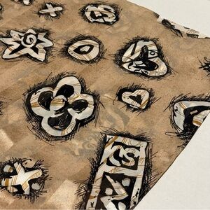 ST. JOHN Silk Striped Scribble Hearts Stars Floral Celestial Scarf